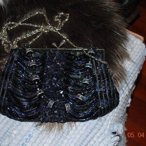 Black & Blue Elegant beaded purse